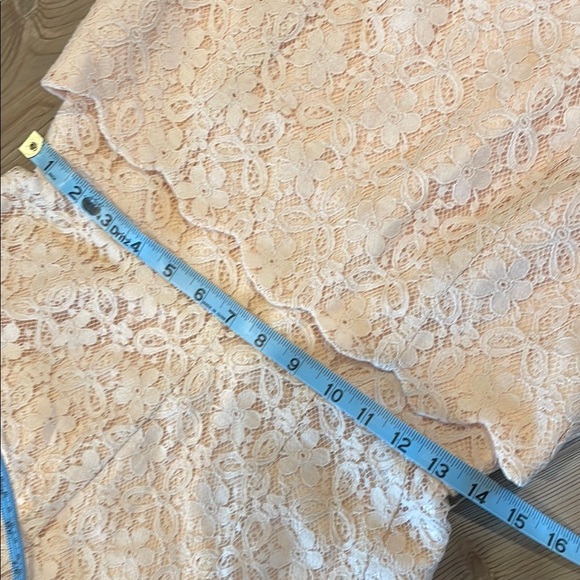 Peach A-line Mini lace Dress with round  Neck for Wedding Guest XS - Picture 7 of 11